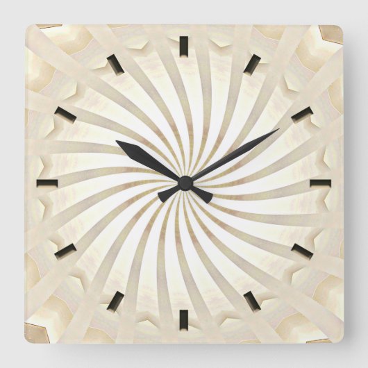 Beige Crème Wervelende Wandklok (Voorkant)