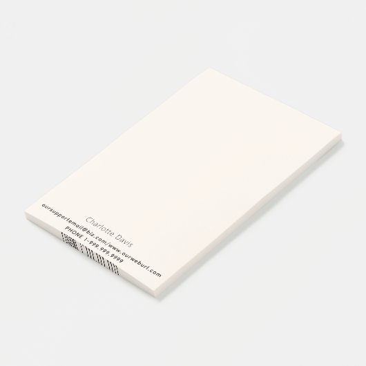 Beige crème zakelijke contactgegevens post-it® notes (Schuin)
