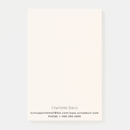 Beige crème zakelijke contactgegevens post-it® notes (Voorkant)