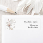 Beige crèmekleurige veldbloemen retouradres  etiket (Insitu)