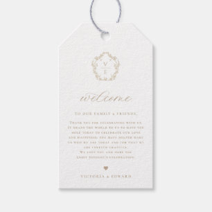Beige Crest Bruiloft Welkom Cadeaulabel