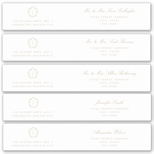 Beige Crest Gastadres Wrap Around Labels (Voorkant)