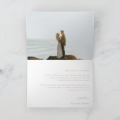  beige crest monogram bruiloft foto bedankkaart (Binnen)