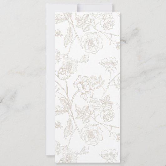  Beige Crest Monogram Floral Weddenschap Menu Kaart (Achterkant)