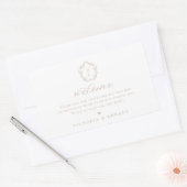 Beige Crest Monogram Weddenschap Welkom Rechthoekige Sticker (Envelop)