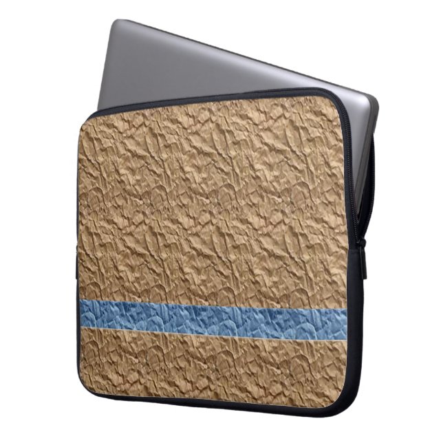 Beige Crinkle Blue Patroon Elektronica Tas (Voorkant Links)
