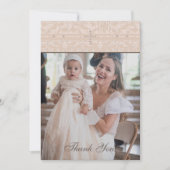 Beige Cross Christian Baptism Photo Thank You Card Bedankkaart (Voorkant)