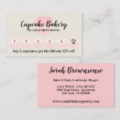 Beige Cupcake Bakkerij Cafe Loyalty Punch Korting Visitekaartje (Voorkant / Achterkant)