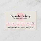 Beige Cupcake Bakkerij Cafe Loyalty Punch Korting Visitekaartje (Voorkant)