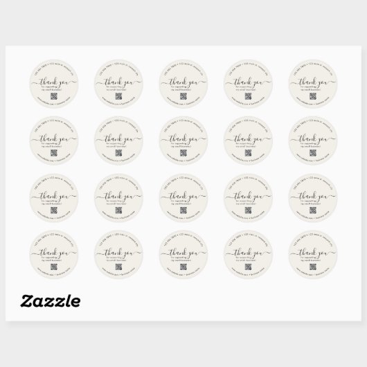 Beige Custom Bedankt Stickers met QR-code (Vel)