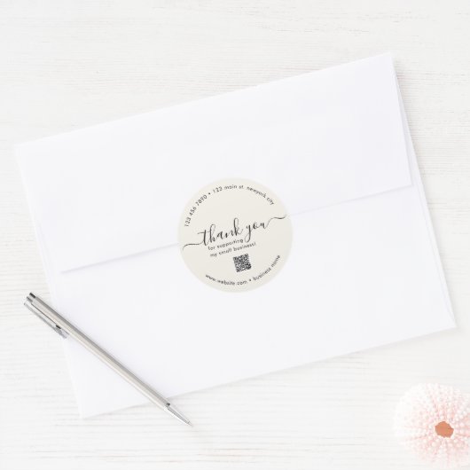 Beige Custom Bedankt Stickers met QR-code (Envelop)