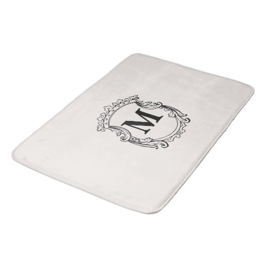 Beige Custom Monogram Crest Badmat (Gekanteld)