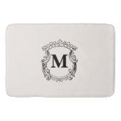 Beige Custom Monogram Crest Badmat (Voorkant)