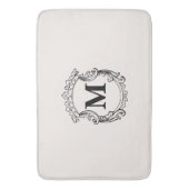 Beige Custom Monogram Crest Badmat (Voorkant Verticaal)