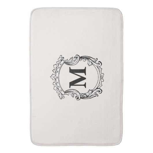Beige Custom Monogram Crest Badmat (Voorkant Verticaal)
