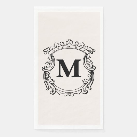 Beige Custom Monogram Crest Servet (Voorkant)