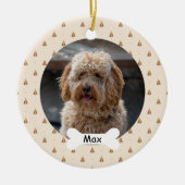 Beige Custom Pet Puppy Dog Foto Keramisch Ornament (Voorkant)