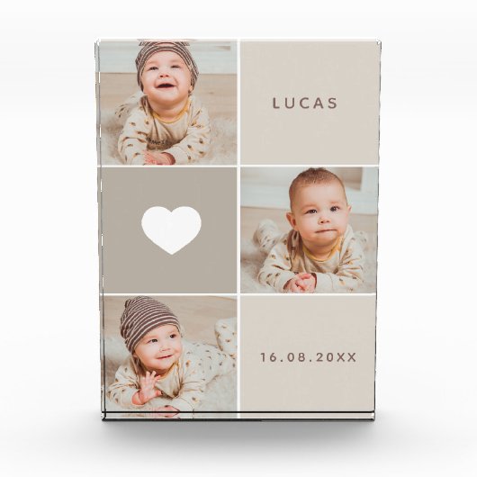 Beige Cute Baby Fotos Collage Fotoblok (Voorkant)