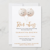 Beige Cute Balloon Twins Baby shower Kaart (Voorkant)