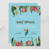 Beige Cute Bloemen Baby Shower Uitnodiging (Voorkant / Achterkant)