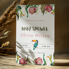 Beige Cute Bloemen Baby Shower Uitnodiging