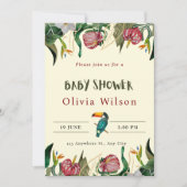 Beige Cute Bloemen Baby Shower Uitnodiging (Voorkant)