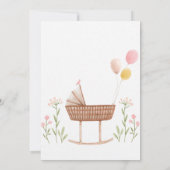 Beige Cute Bloemen Uitnodiging voor Baby Shower (Achterkant)