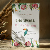 Beige Cute Bloemige Babyshower Uitnodiging