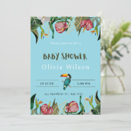 Beige Cute Bloemige Uitnodiging voor Baby Shower