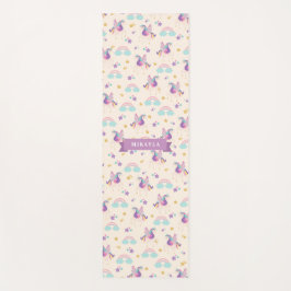 Beige | Cute Rainbow Unicorn Pattern Kinder Yoga M Yogamat