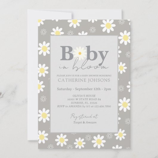 Beige Daisy Baby in Bloom Shower Kaart (Voorkant)