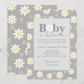 Beige Daisy Baby in Bloom Shower Kaart (Voorkant / Achterkant)