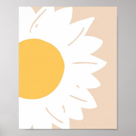 Beige Daisy – Minimalistische bloemige wandkunst Poster