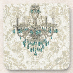 beige Damask French Country blue Chandelier Onderzetter