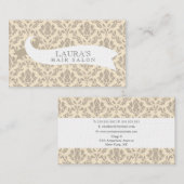  Beige Damask Hair Salon Visitekaartjes (Voorkant / Achterkant)