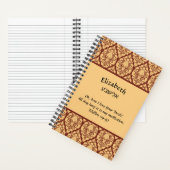Beige Damask over de Burgundy Torah-studie Notitieboek (Binnen)