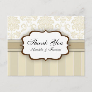 Beige Damask Stripe Wedding Bedankt