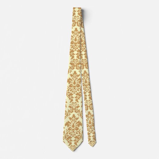 Beige Damask Stropdas (Voorkant)