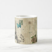 beige Damask vlinder roos Paris Eiffeltoren Koffiemok (Center)