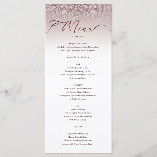 Beige Damask  Wedding Menu Kaart (Voorkant)