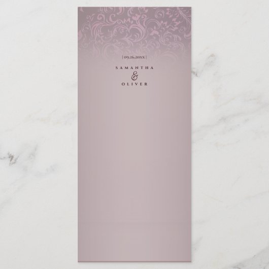 Beige Damask  Wedding Menu Kaart (Achterkant)