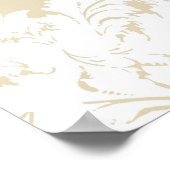 Beige damast kroonluchter muurkunst print (Hoek)
