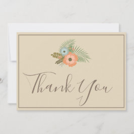 Beige Dank u mooie bloemen Bedankkaart
