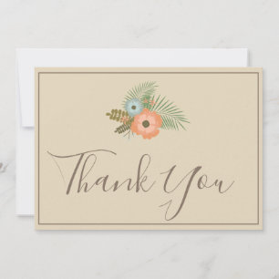 Beige Dank u mooie bloemen Bedankkaart