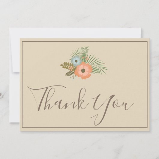 Beige Dank u mooie bloemen Bedankkaart (Voorkant)