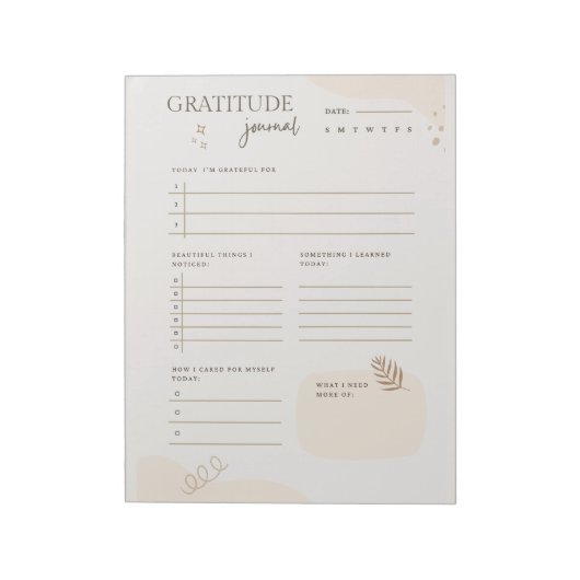Beige Dankbaarheidsdagboek Wellness Mindfulness Ca Notitieblok (Linkerzijde)