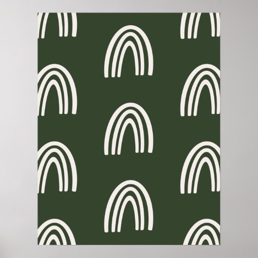 Beige/Dark Sage Boho Rainbows Nursery Decor Poster (Voorkant)