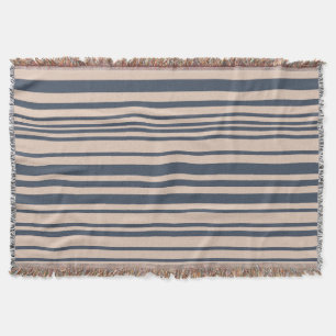 Beige/Deep Blue Grey Simple Stype Stripe Pattern Deken