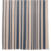 Beige/Deep Blue Simple Stipe Pattern Douchegordijn (Voorkant)