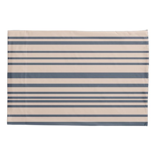 Beige/Deep Blue Simple Stipe Pattern Kussensloop (Achterkant)